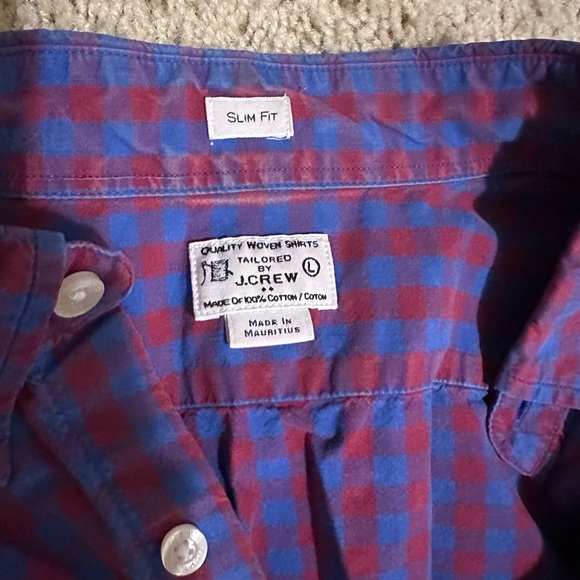 J. Crew Slim Fit Blue and Red Checkered Shirt - Picture 3 of 4